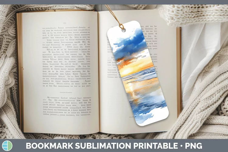 Watercolor Beach Bookmark Sublimation Printable Designs