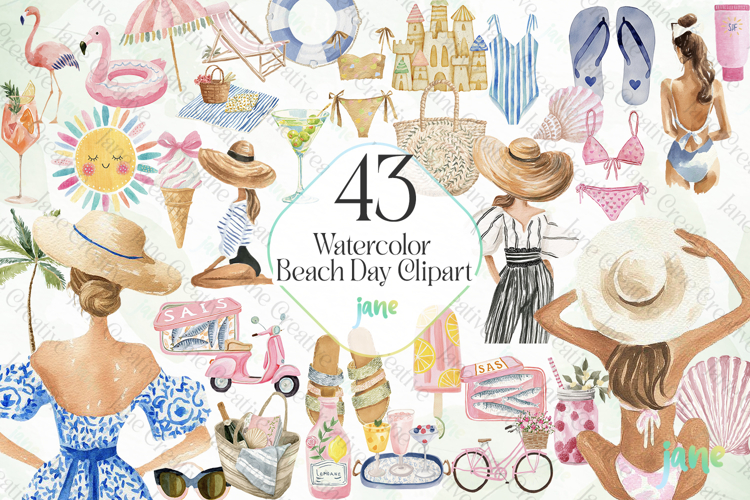 Watercolor Beach Clipart Image 4