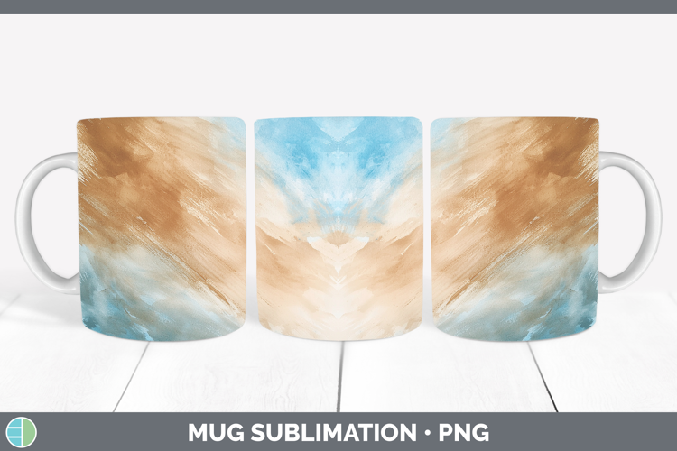 Watercolor Beach Mug Wrap Sublimation Coffee Cup Designs