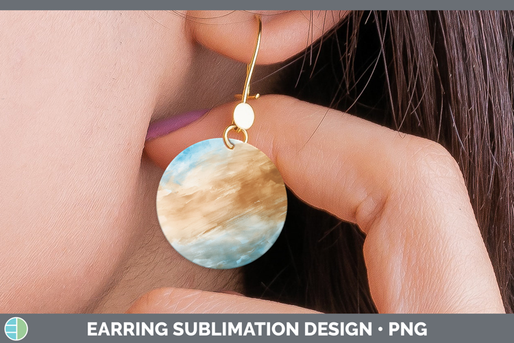 Watercolor Beach Round Earrings Sublimation Earrings Designs