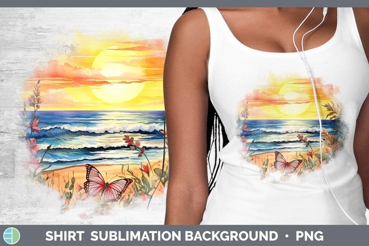 Watercolor Beach Shirt | Sublimation Sublimation Background