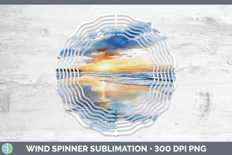 Watercolor Beach Wind Spinner Sublimation Spinner Designs