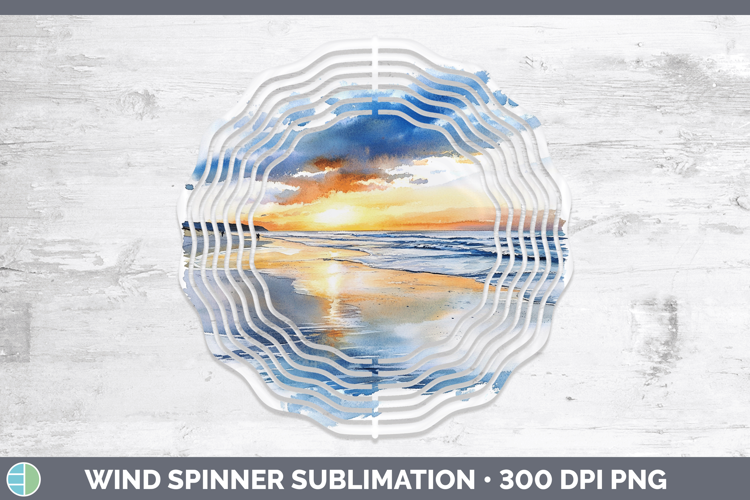 Watercolor Beach Wind Spinner Sublimation Spinner Designs