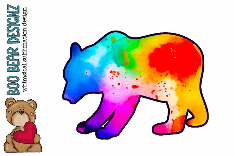 Vibrant Watercolor bear Sublimation design