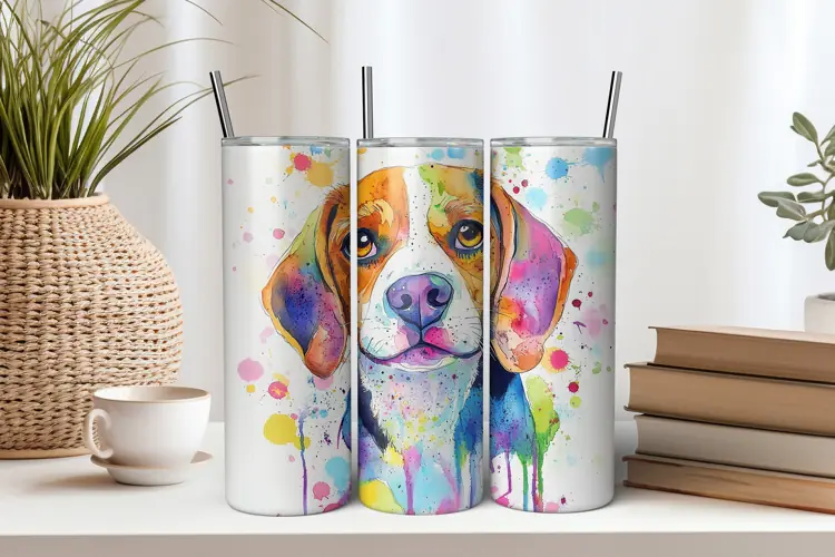 Watercolor Beagle 20oz Tumbler Sublimation PNG