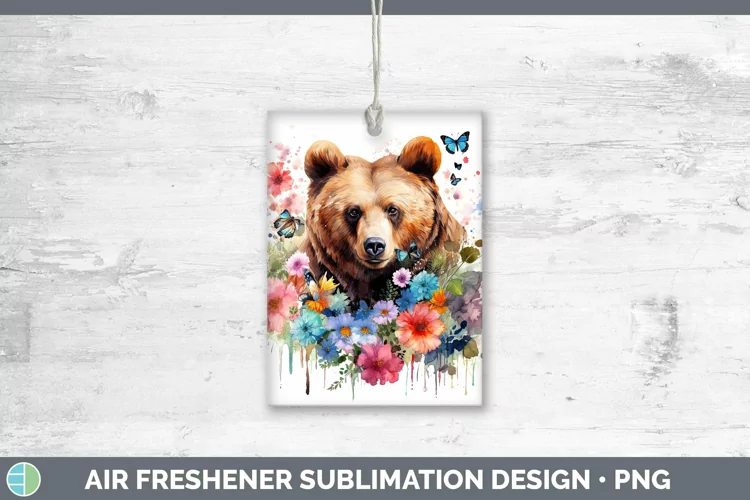 Watercolor Bear Air Freshener | Sublimation Car Freshener De