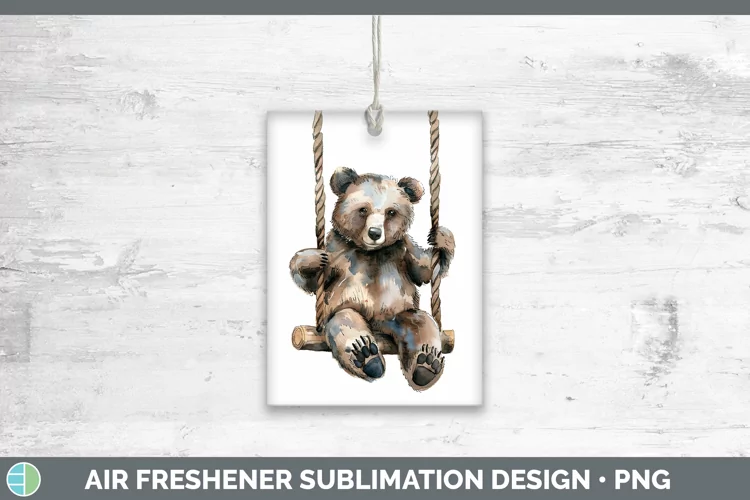 Watercolor Bear Air Freshener Sublimation Car Freshener Desi