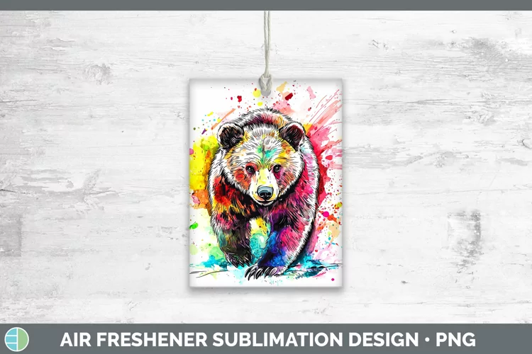 Watercolor Bear Air Freshener Sublimation Car Freshener Desi