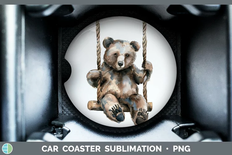 Watercolor Bear Car Coaster Sublimation Coaster Designs