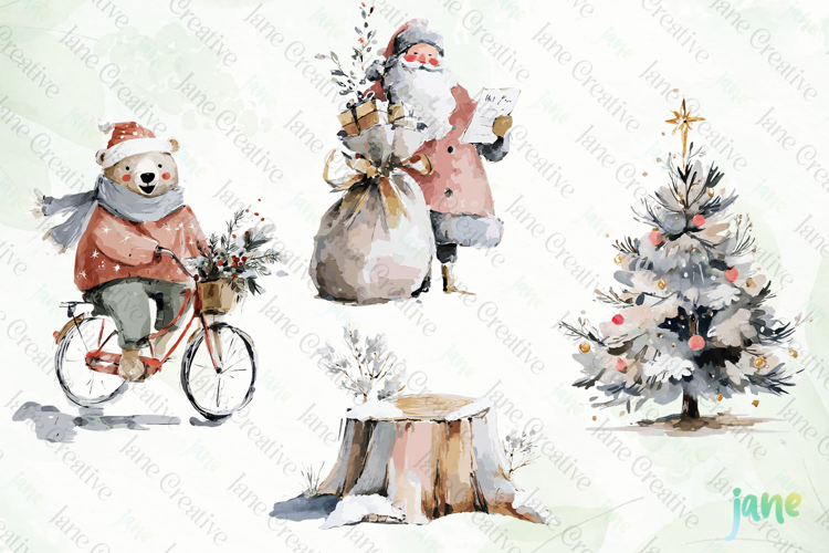 Watercolor Bear Family Clipart
