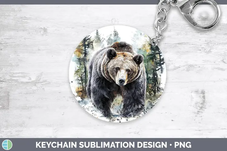 Watercolor Bear Keychain Sublimation Keyring Designs