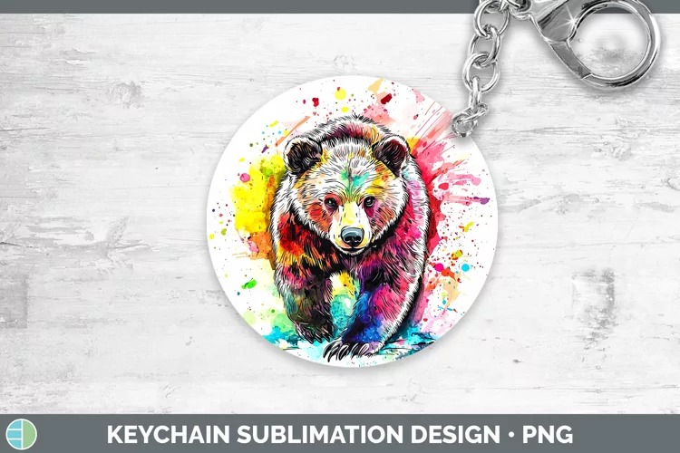 Watercolor Bear Keychain Sublimation Keyring Designs