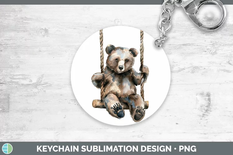 Watercolor Bear Keychain Sublimation Keyring Designs