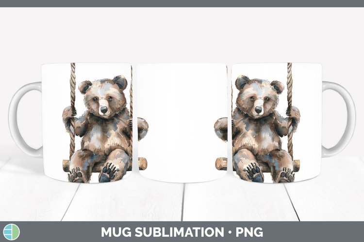 Watercolor Bear Mug Wrap Sublimation Coffee Cup Designs