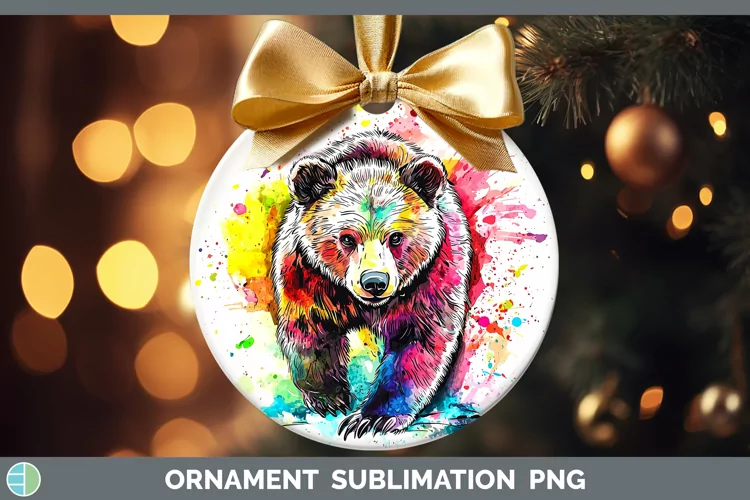 Watercolor Bear Ornament Sublimation Bauble Designs