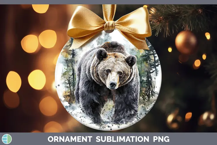 Watercolor Bear Ornament Sublimation Bauble Designs