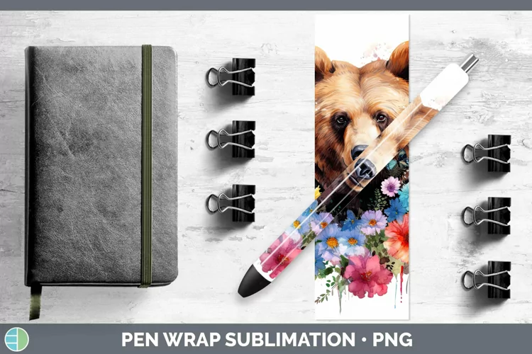 Watercolor Bear Pen Wrap Sublimation Epoxy Pen Designs