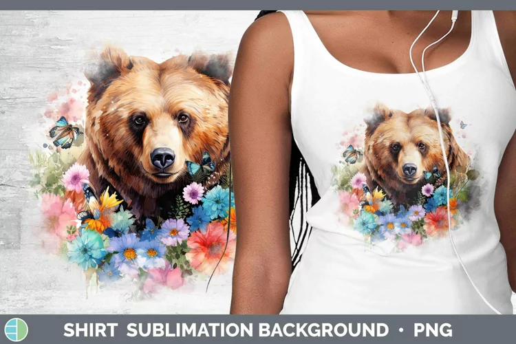 Watercolor Bear Shirt Sublimation Sublimation Background Des
