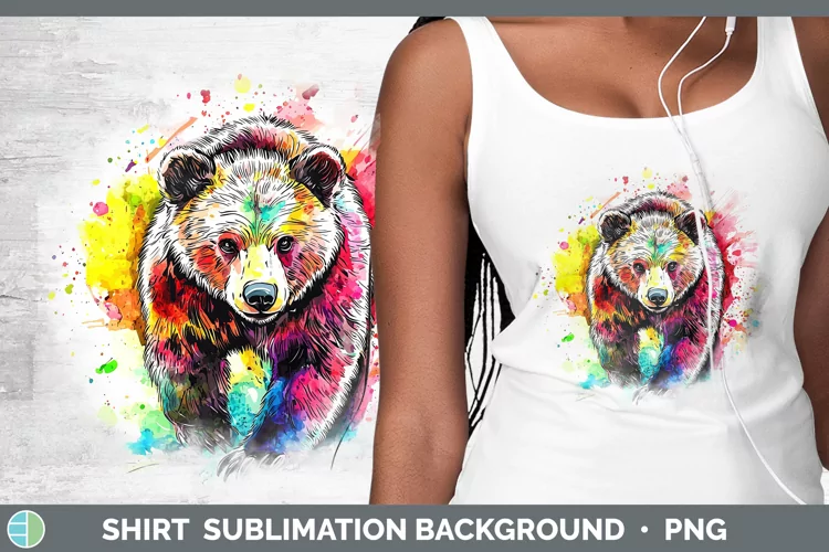 Watercolor Bear Shirt Sublimation Sublimation Background Des