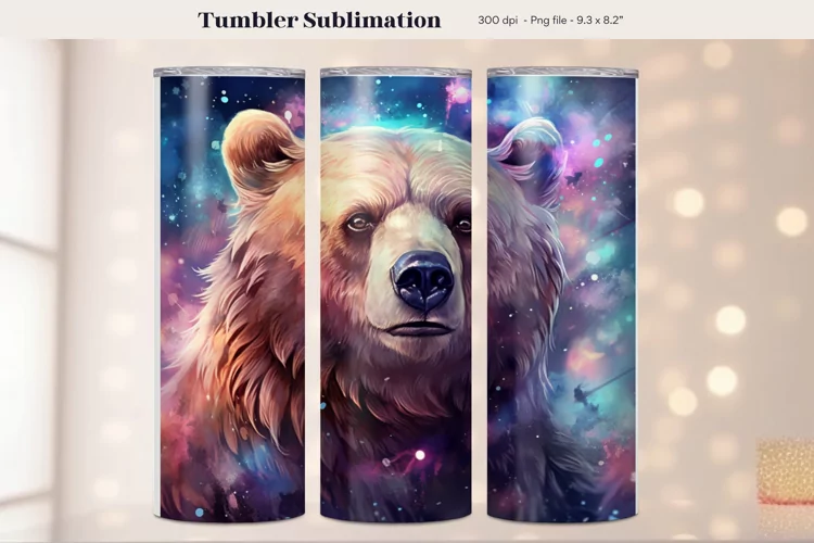 Watercolor Bear Tumbler Wrap | Animal Tumbler Sublimation