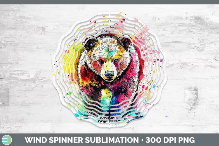 Watercolor Bear Wind Spinner Sublimation Spinner Designs