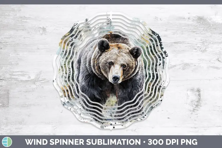 Watercolor Bear Wind Spinner Sublimation Spinner Designs