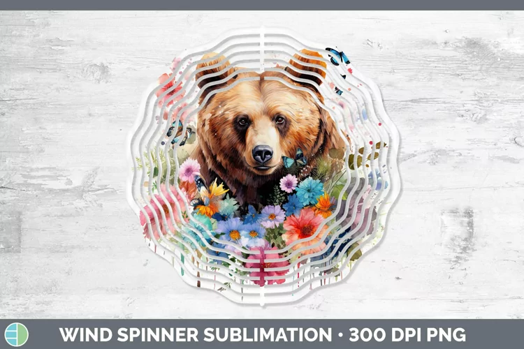 Watercolor Bear Wind Spinner Sublimation Spinner Designs
