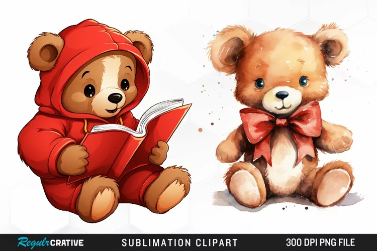 Watercolor Bears Sublimation PNG Clipart