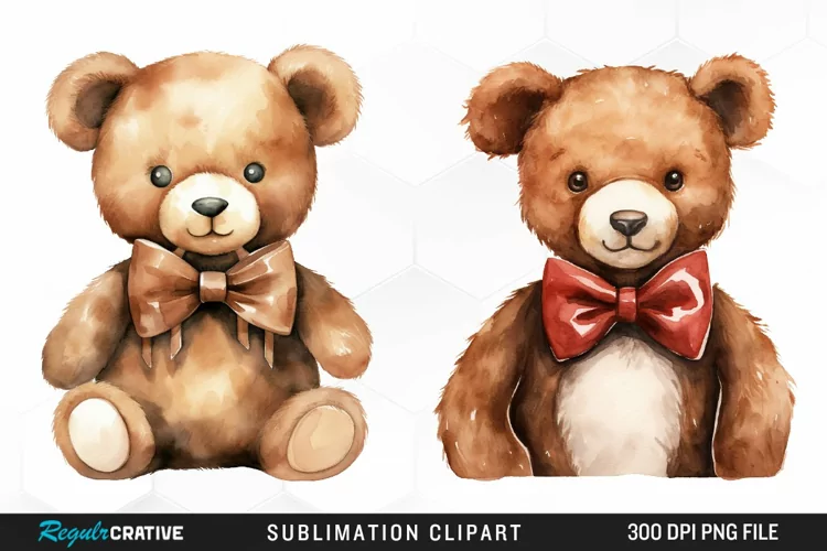 Watercolor Bears Sublimation PNG Clipart