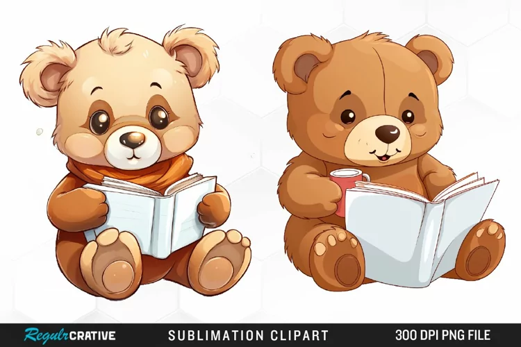 Watercolor Bears Sublimation PNG Clipart