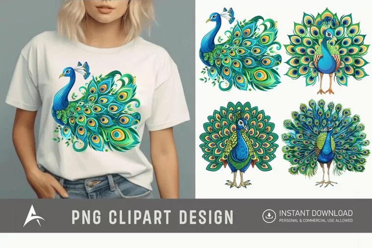 Watercolor Beautiful Cute Peacock Clipart