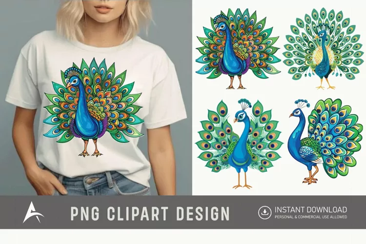 Watercolor Beautiful Cute Peacock Clipart