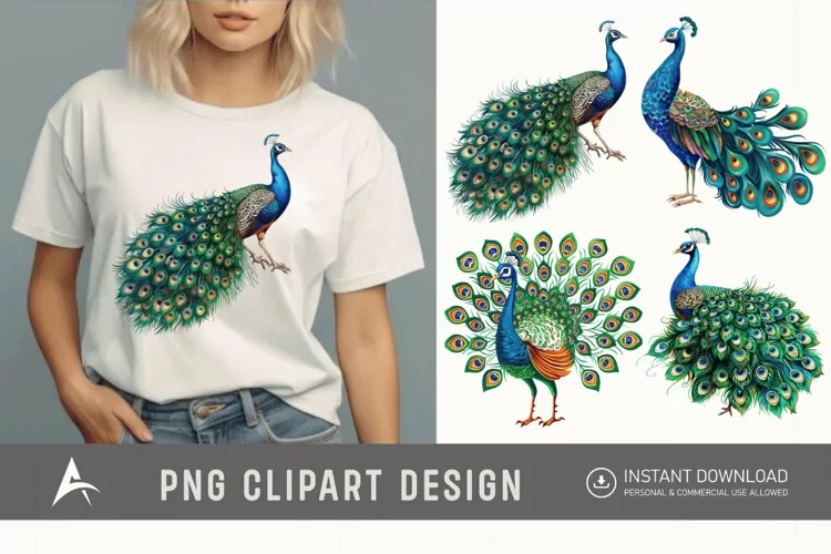 Watercolor Beautiful Cute Peacock Clipart