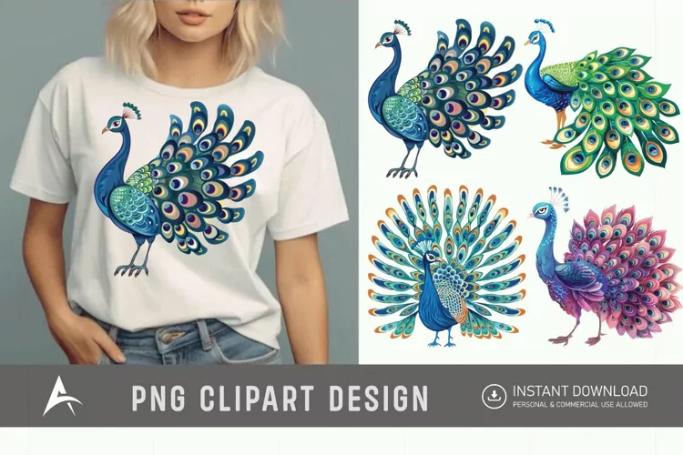Watercolor Beautiful Cute Peacock Clipart