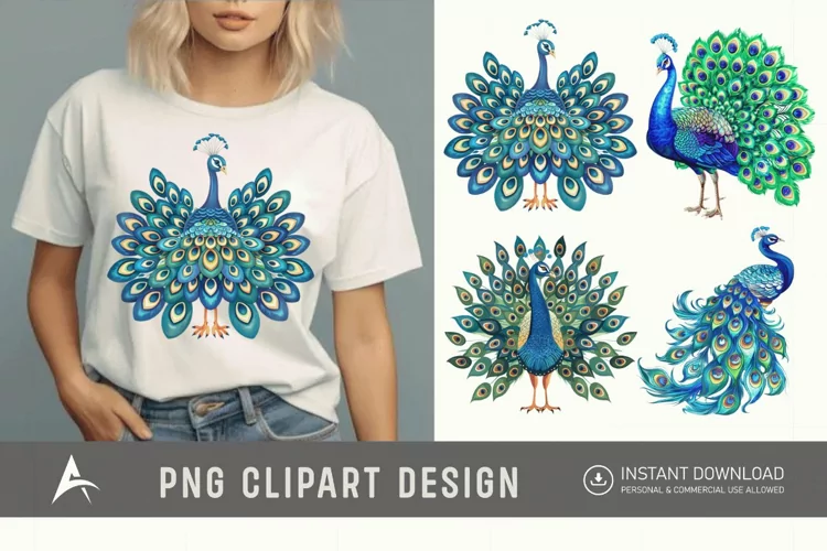 Watercolor Beautiful Cute Peacock Clipart