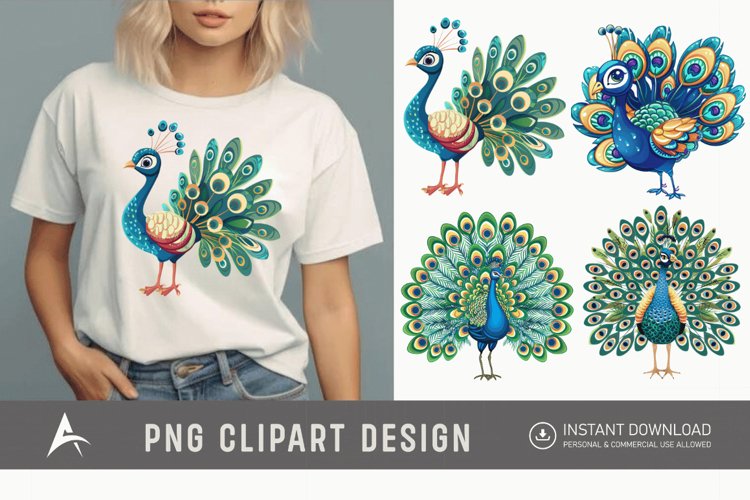 Watercolor Beautiful Cute Peacock Clipart