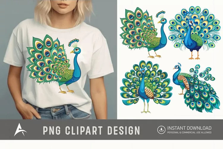 Watercolor Beautiful Cute Peacock Clipart