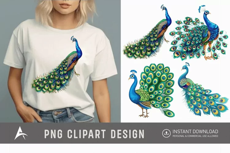 Watercolor Beautiful Cute Peacock Clipart