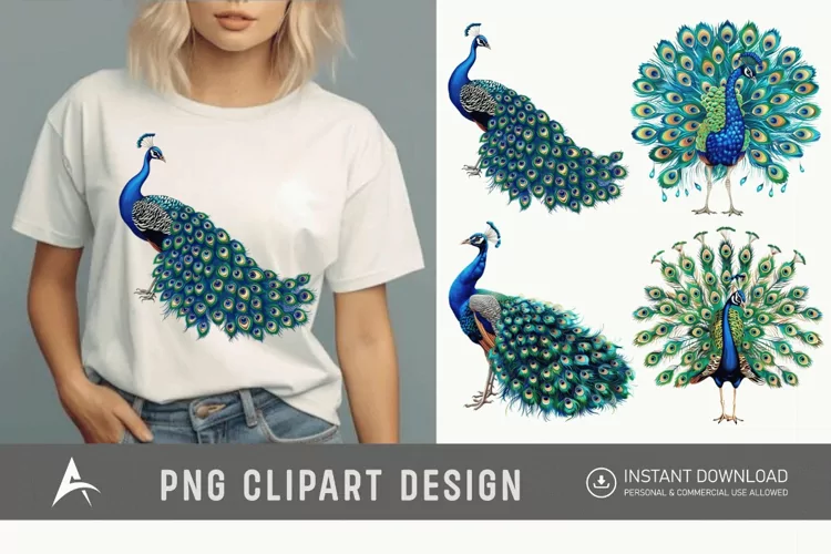 Watercolor Beautiful Cute Peacock Clipart