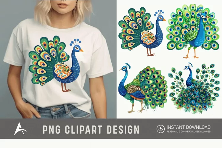 Watercolor Beautiful Cute Peacock Clipart