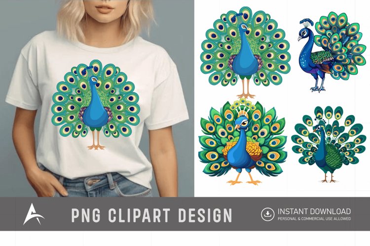 Watercolor Beautiful Cute Peacock Clipart