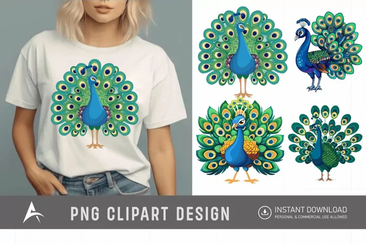 Watercolor Beautiful Cute Peacock Clipart