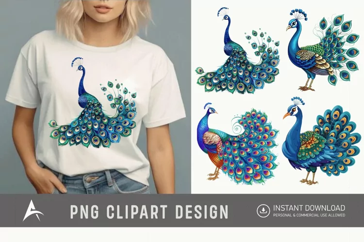 Watercolor Beautiful Cute Peacock Clipart