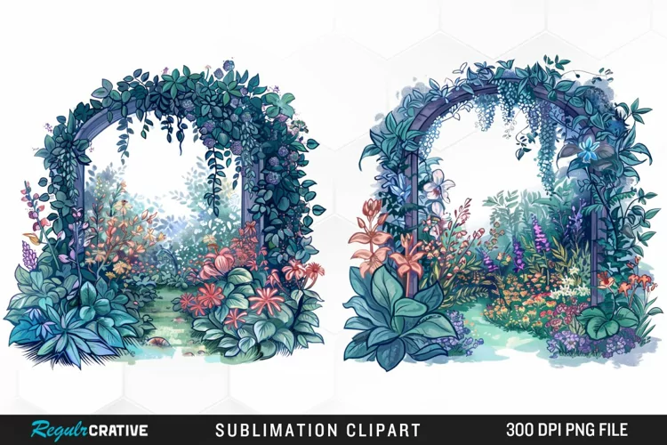 Watercolor Beautiful Dreamy Garden Exquisite Clipart