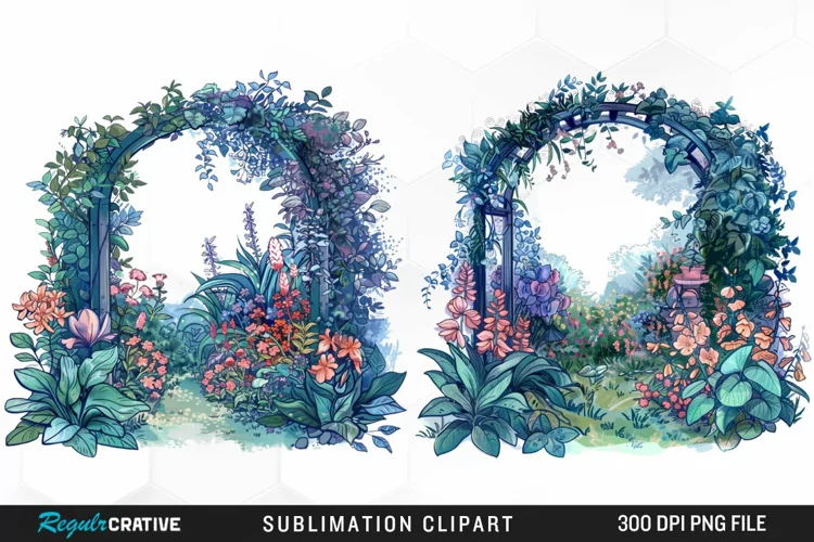 Watercolor Beautiful Dreamy Garden Exquisite Clipart