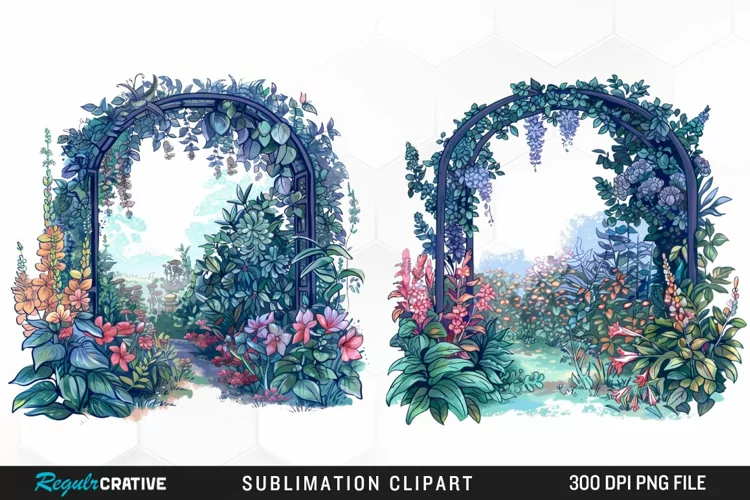 Watercolor Beautiful Dreamy Garden Exquisite Clipart
