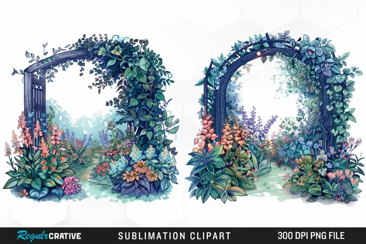 Watercolor Beautiful Dreamy Garden Exquisite Clipart