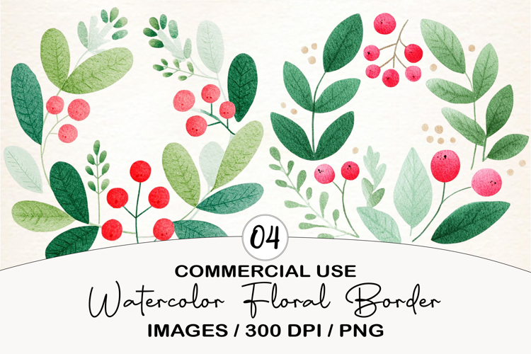 Watercolor Beautiful Floral Border Png