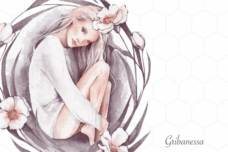 Watercolor beautiful girl | PNG sublimation design
