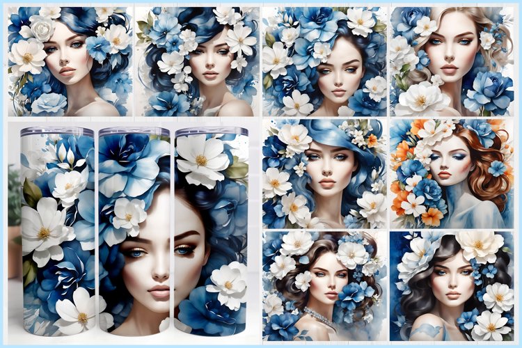 Watercolor Beautiful Woman Face 3D Sublimation Tumbler Wrap